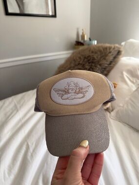 Boys Lie Gray Mesh Trucker Hat with Angel Logo